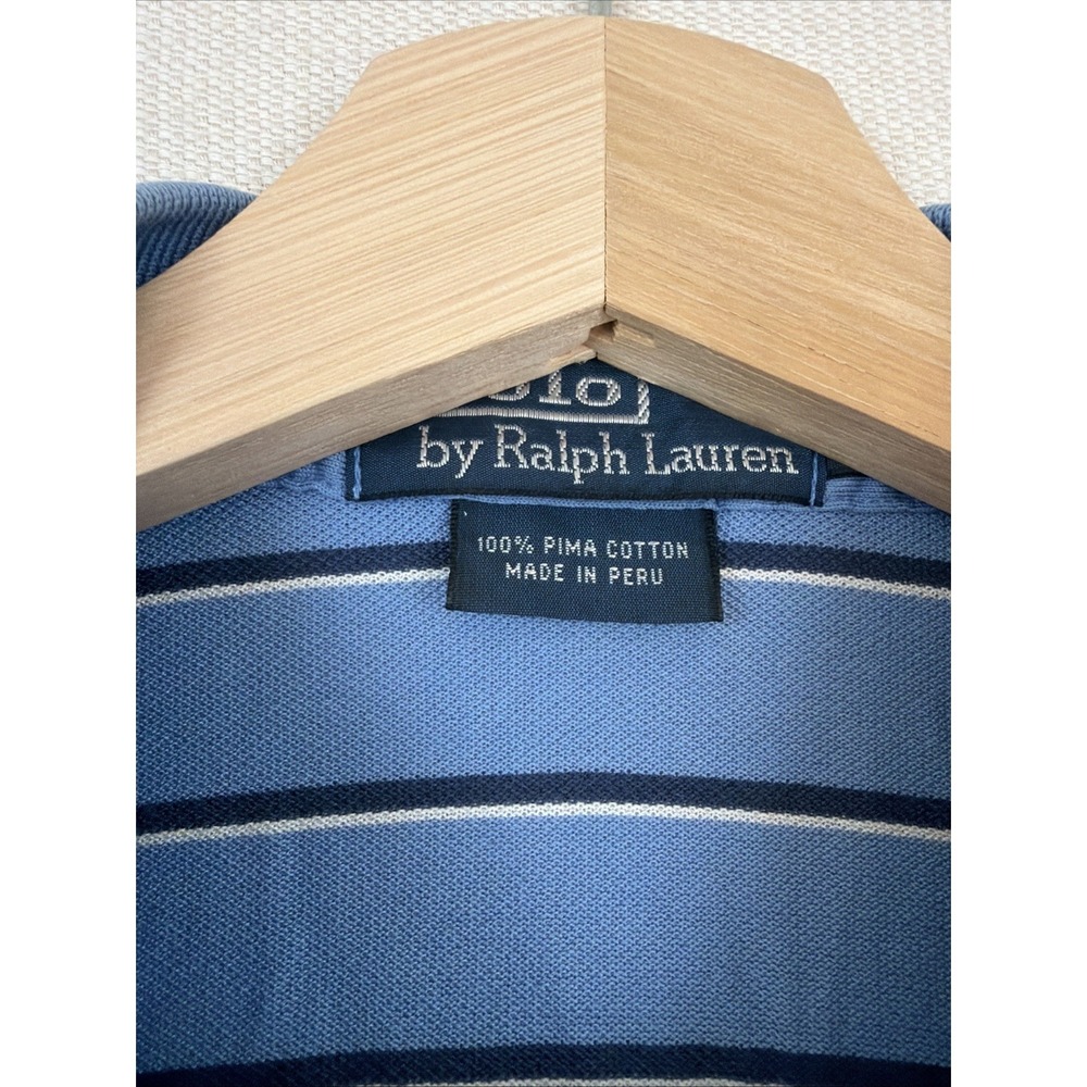 Polo by Ralph Lauren Men's Shirt XL Blue Striped Preppy Pink Pony Golf Casual‎ - Picture 7 of 9